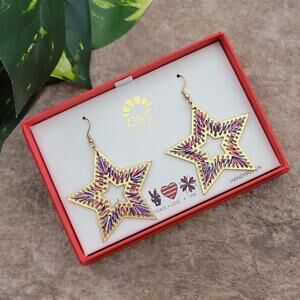 C&C California Red, White & Blue Handwoven Star Earrings NEW